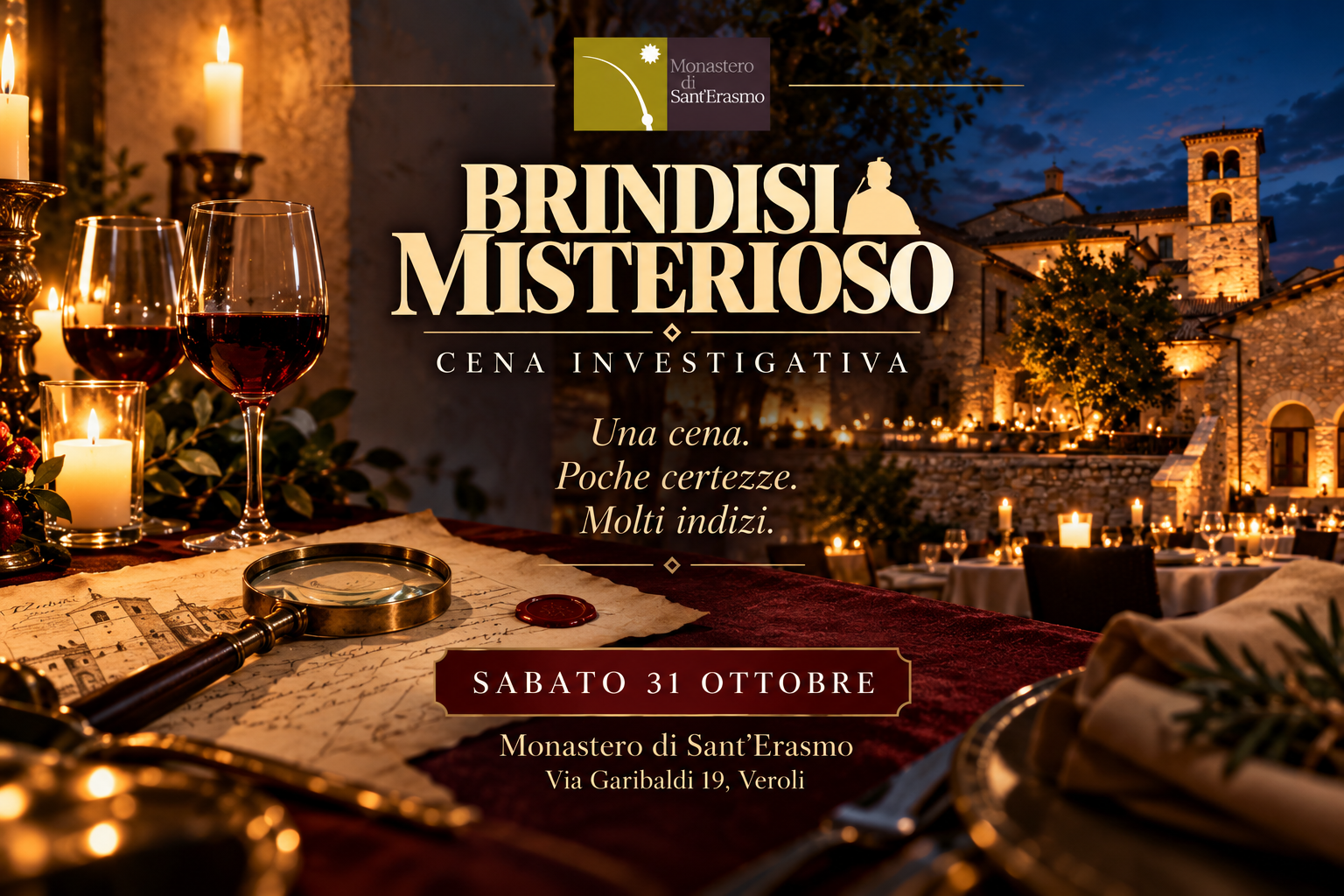Brindisi Misterioso: al Monastero di Sant’Erasmo una cena tra gusto e mistero